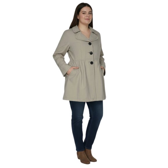 Live a Little Jackets & Blazers - Live a Little Large Khaki Tan Stylish Coat Jacket Cotton Blend Peplum Detail